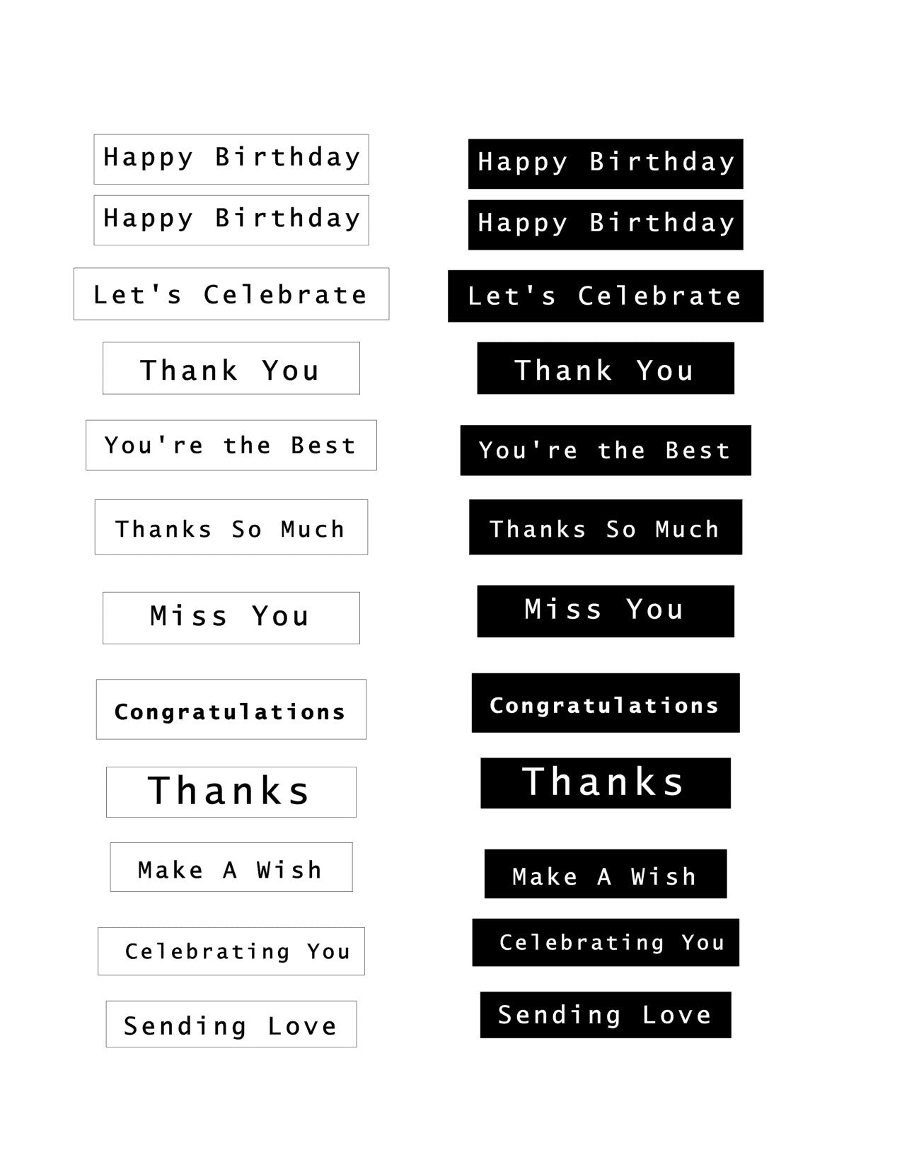 Assorted Sentiment Labels