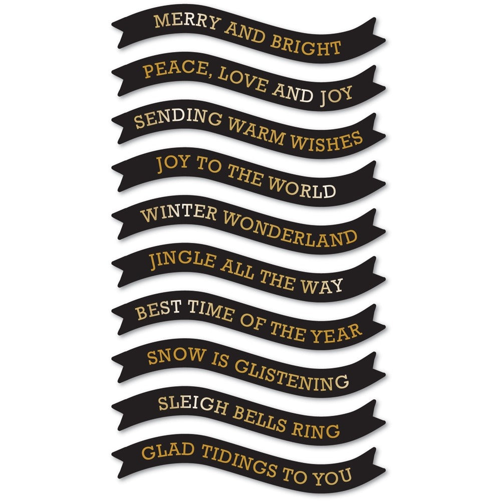 Foil Banners Tabs, Merry and Bright - Black