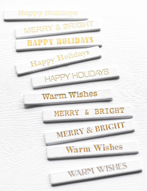 Foil Greetings Tabs, Holiday Wishes - White