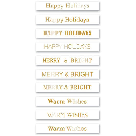 Foil Greetings Tabs, Holiday Wishes - White