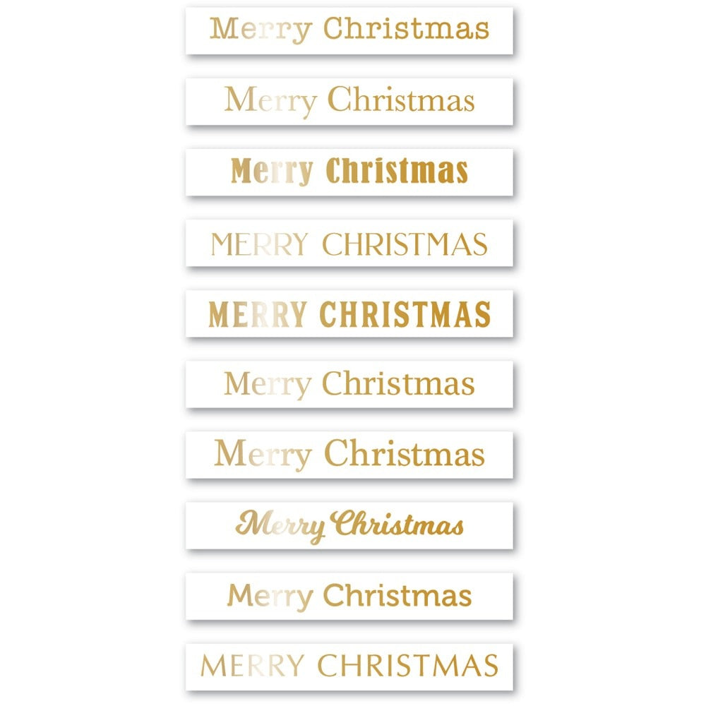 Foil Greetings Tabs, Merry Christmas - White