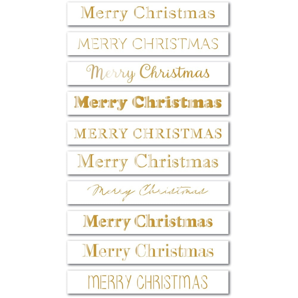 Foil Greetings Tabs, Merry Christmas - Large White