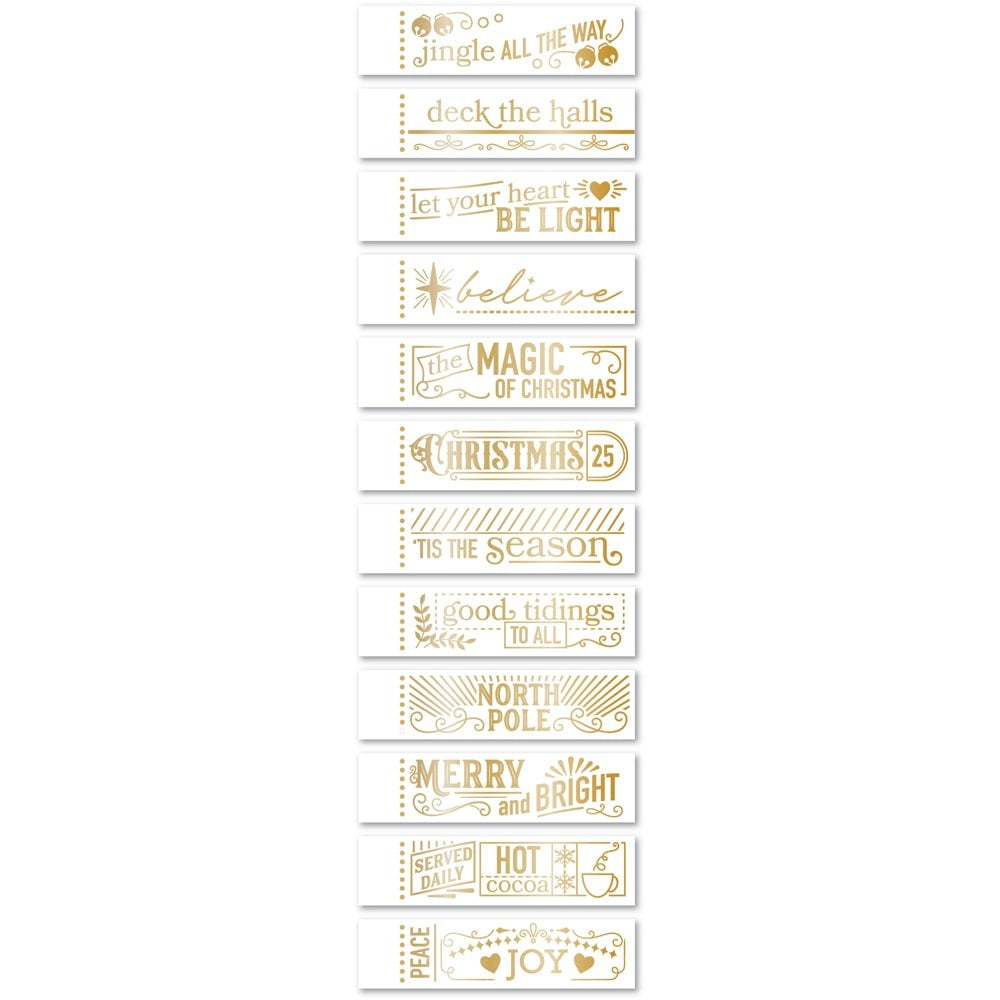 Foil Greetings Tabs, Christmas Magic Labels - White